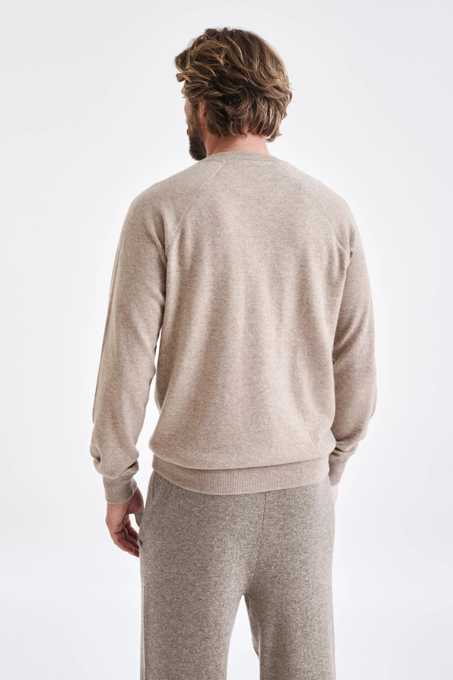 Sand Melange 100% Cashmere Whitby Crewneck Sweater - Image 6