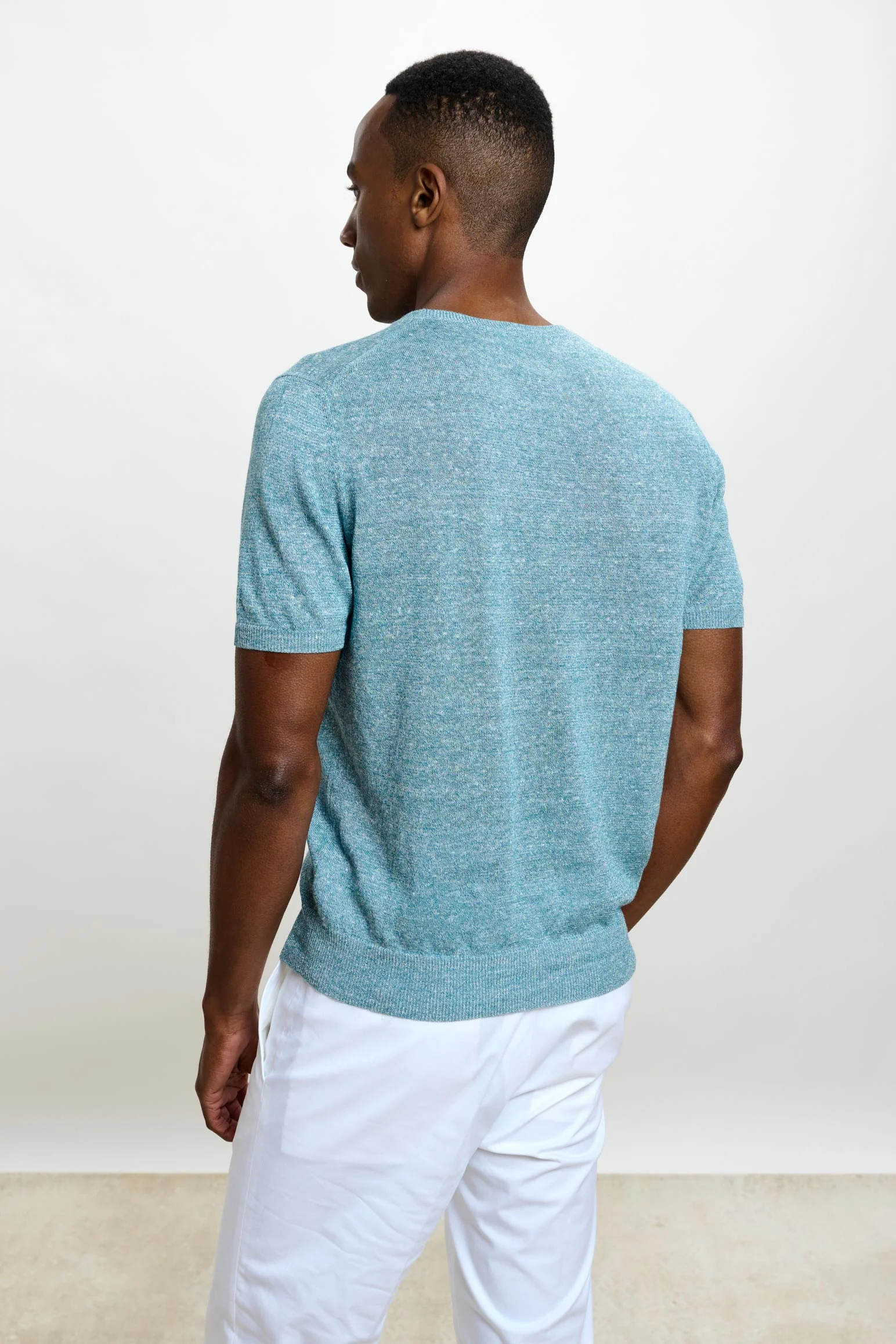 Aquamarine Linen & Cotton Sefton Knitwear Crew - Image 3