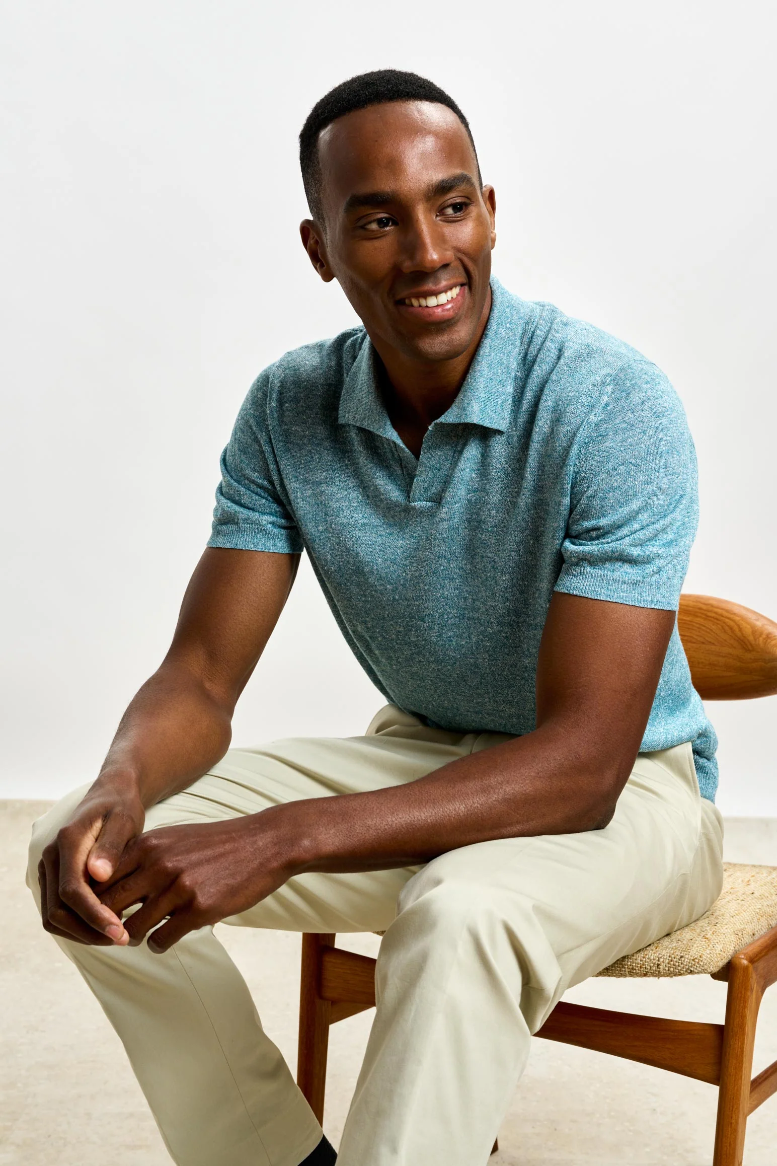 Aquamarine Linen & Cotton Sefton Knitwear Crew - Image 5