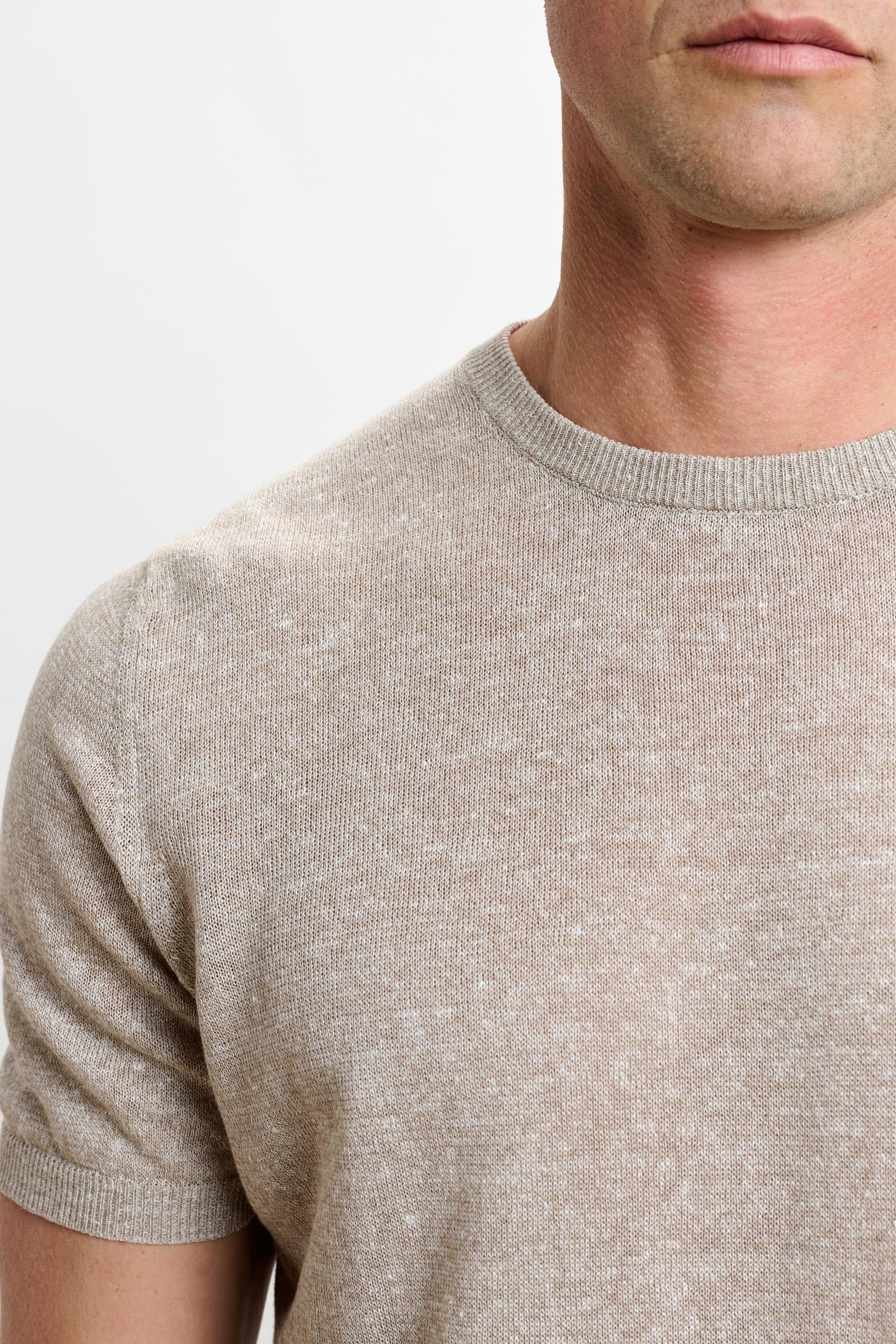 Beige Linen & Cotton Sefton Knitwear Crew - Image 3