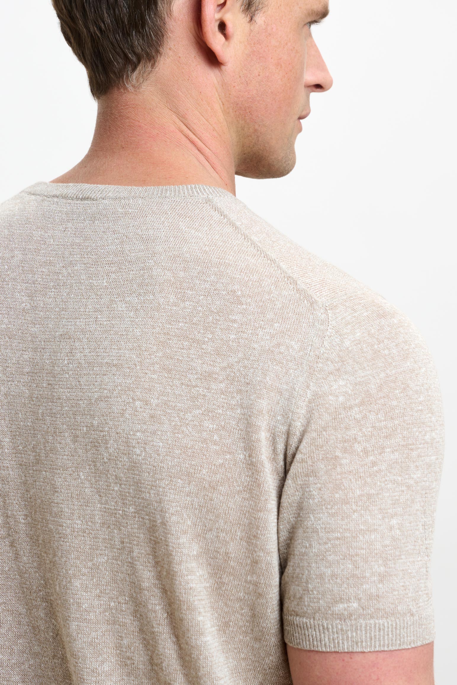 Beige Linen & Cotton Sefton Knitwear Crew - Image 5