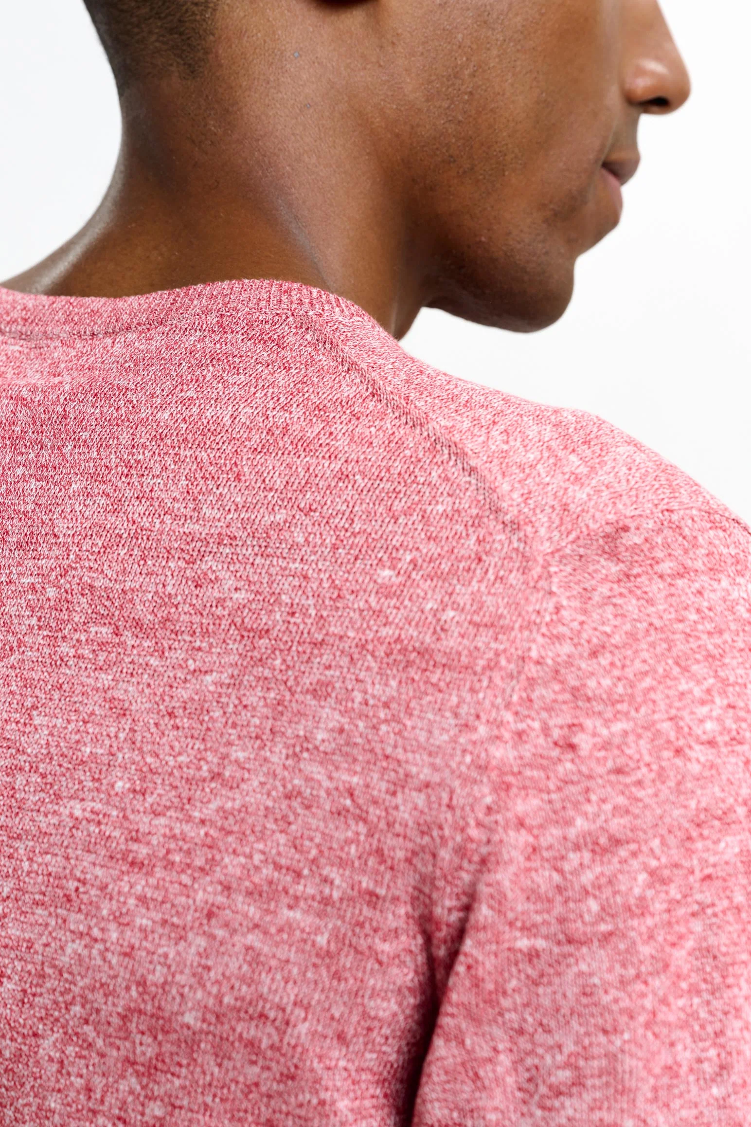 Red Melange Linen & Cotton Sefton Knitwear Crew - Image 3