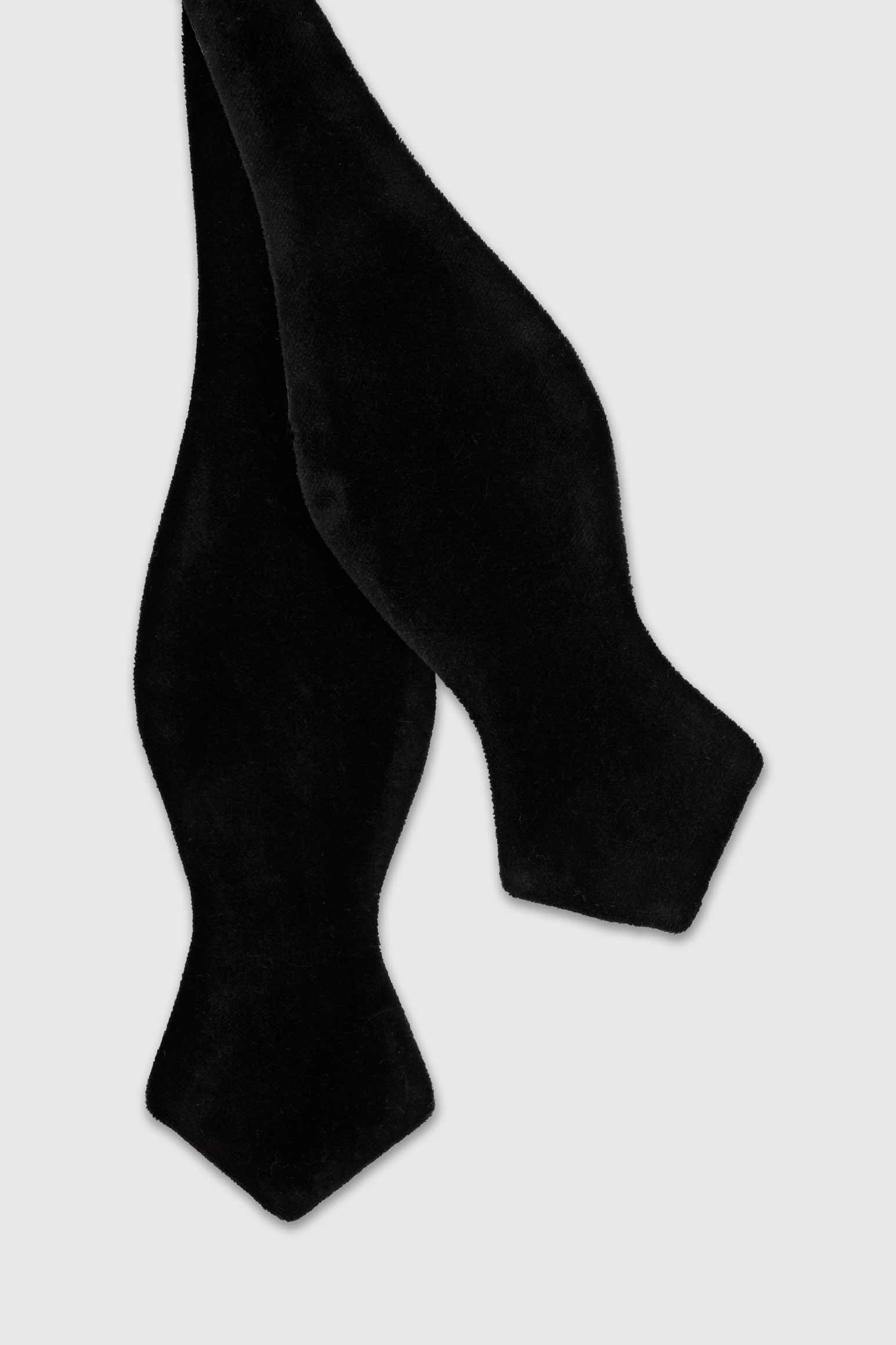 Black Cotton Velvet Self-Tie Diamond Bow Tie