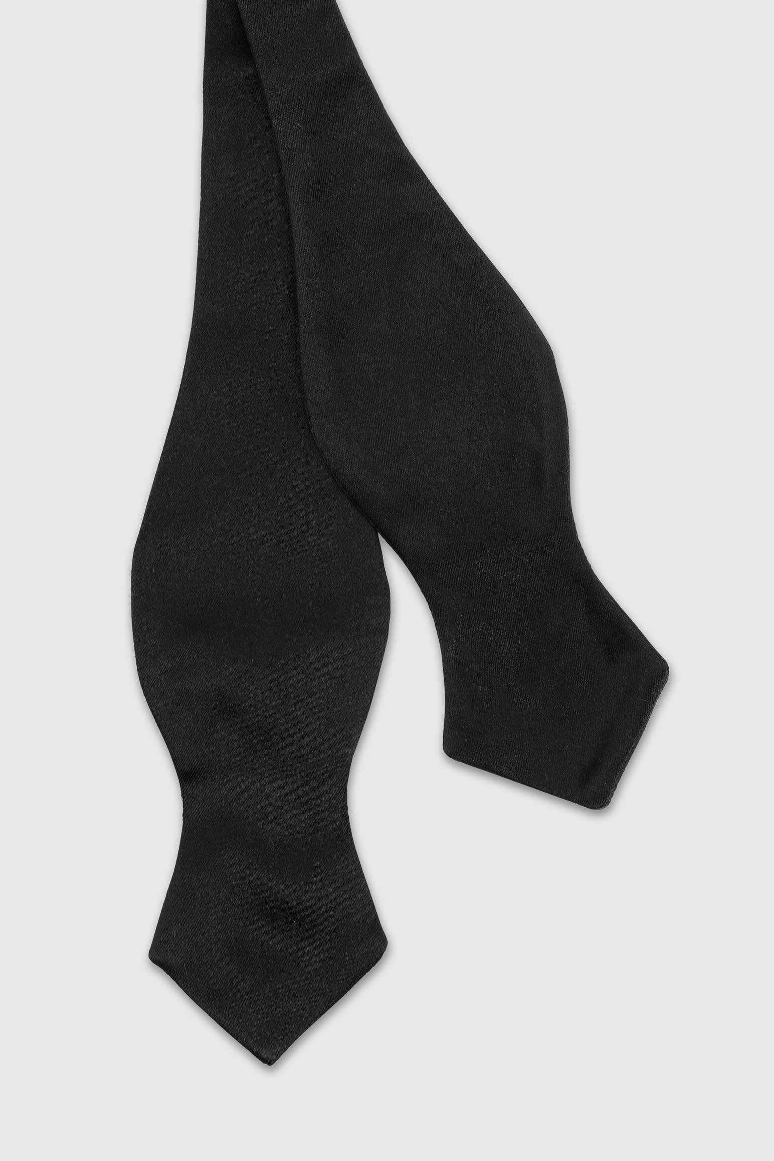 Black Silk Satin Self-Tie Diamond Point Bow Tie