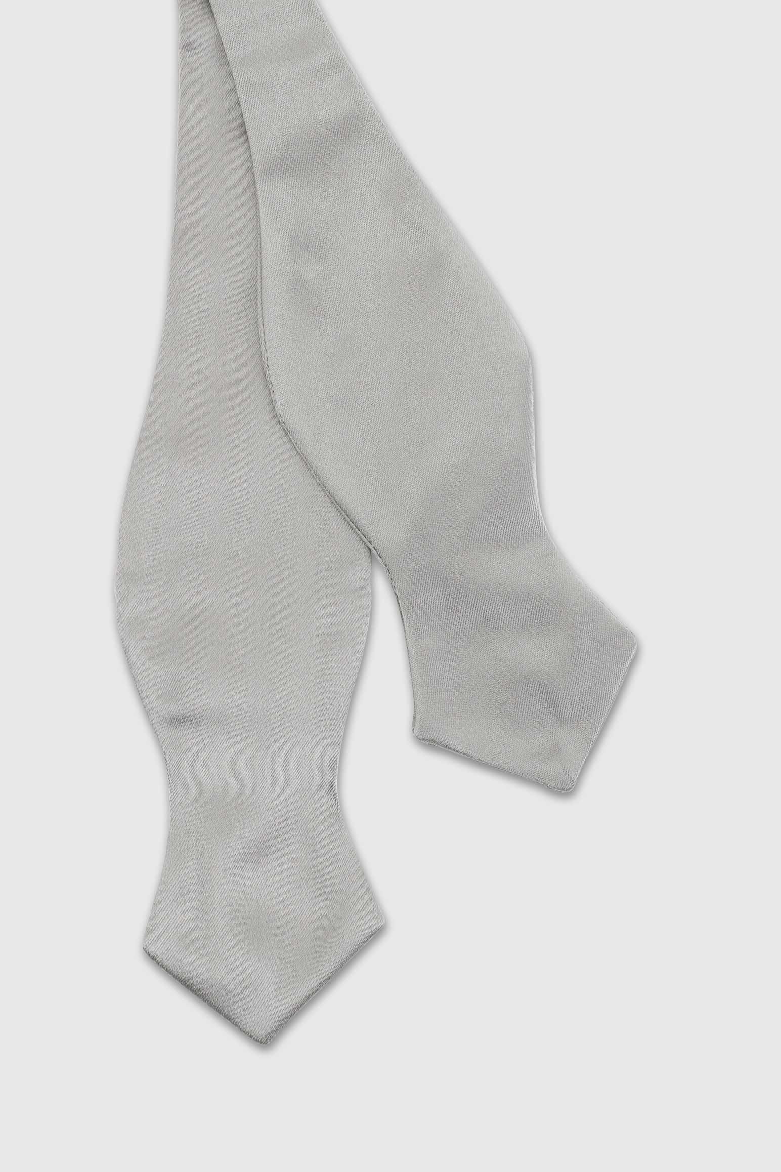Grey Silk Satin Self-Tie Diamond Point Bow Tie