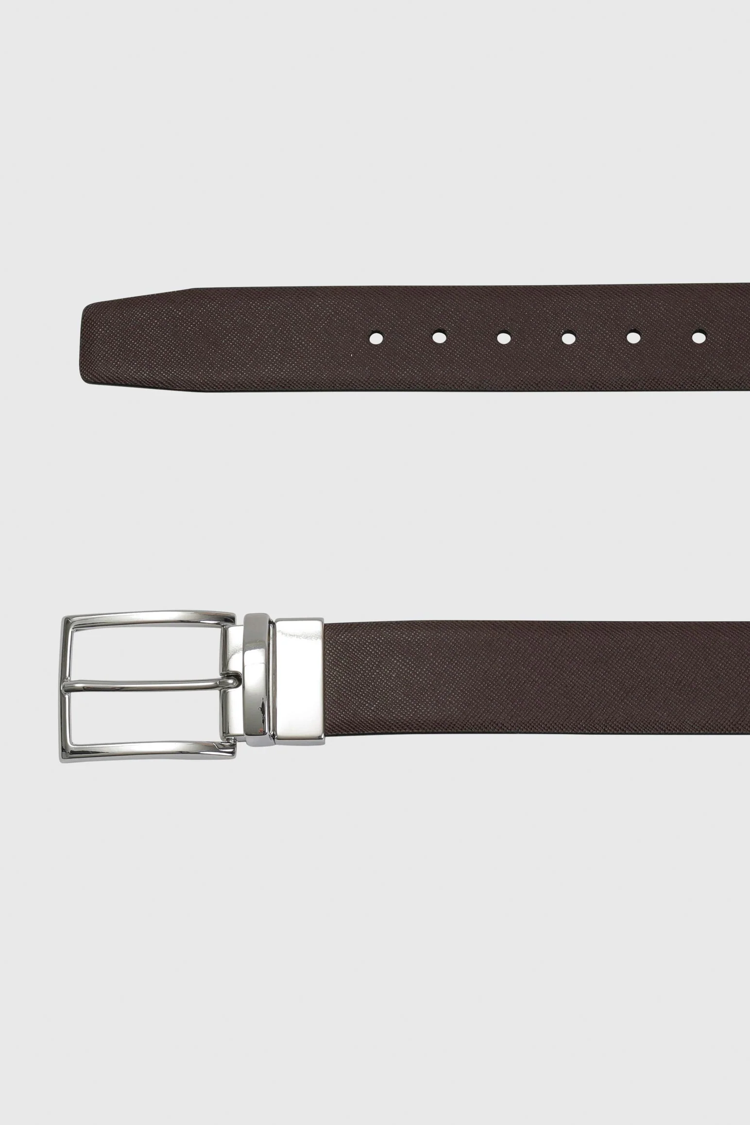 Brown Sidmouth Calfskin Saffiano Reversible Belt