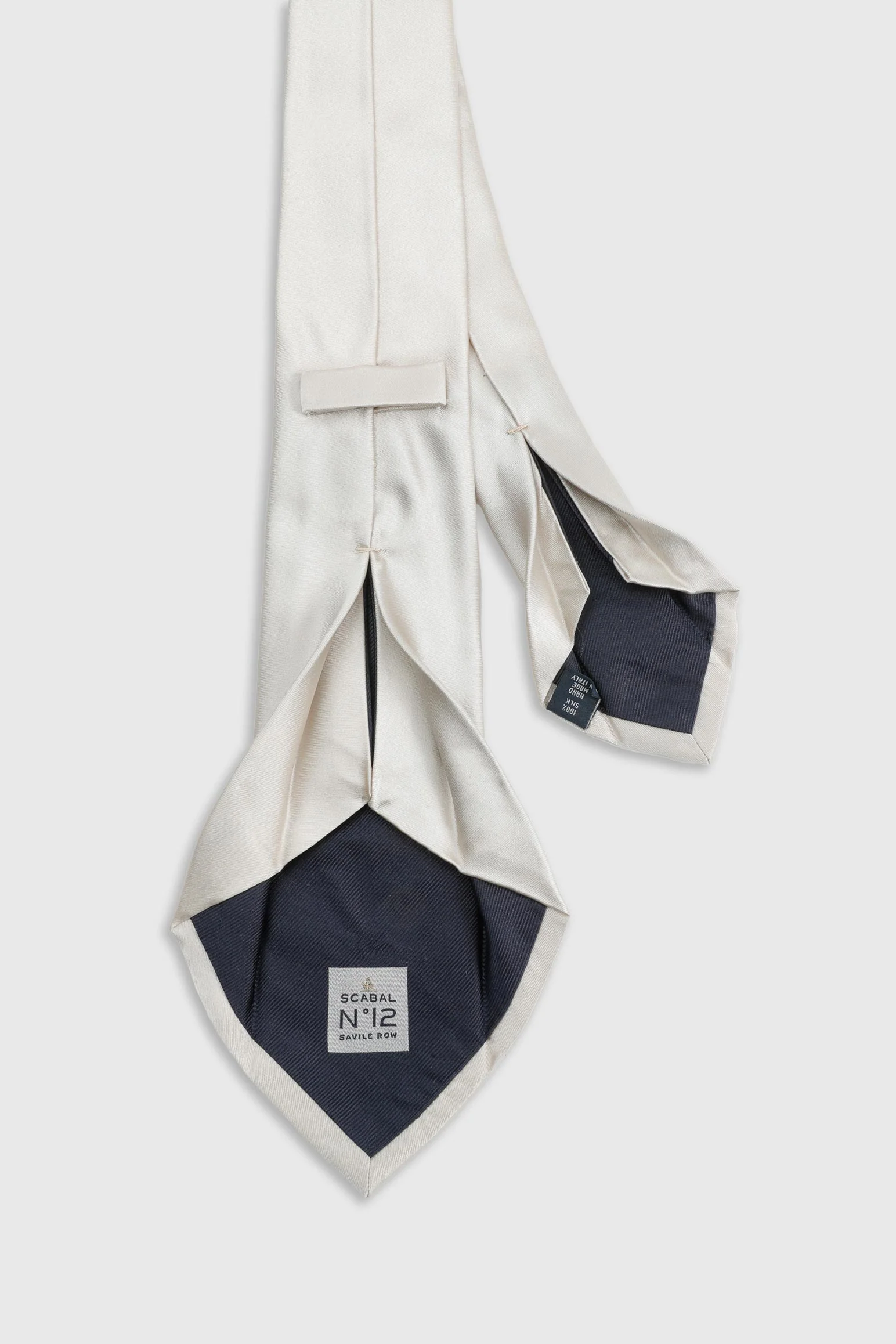 Cream Silk Satin 7 Fold Tie - Image 2
