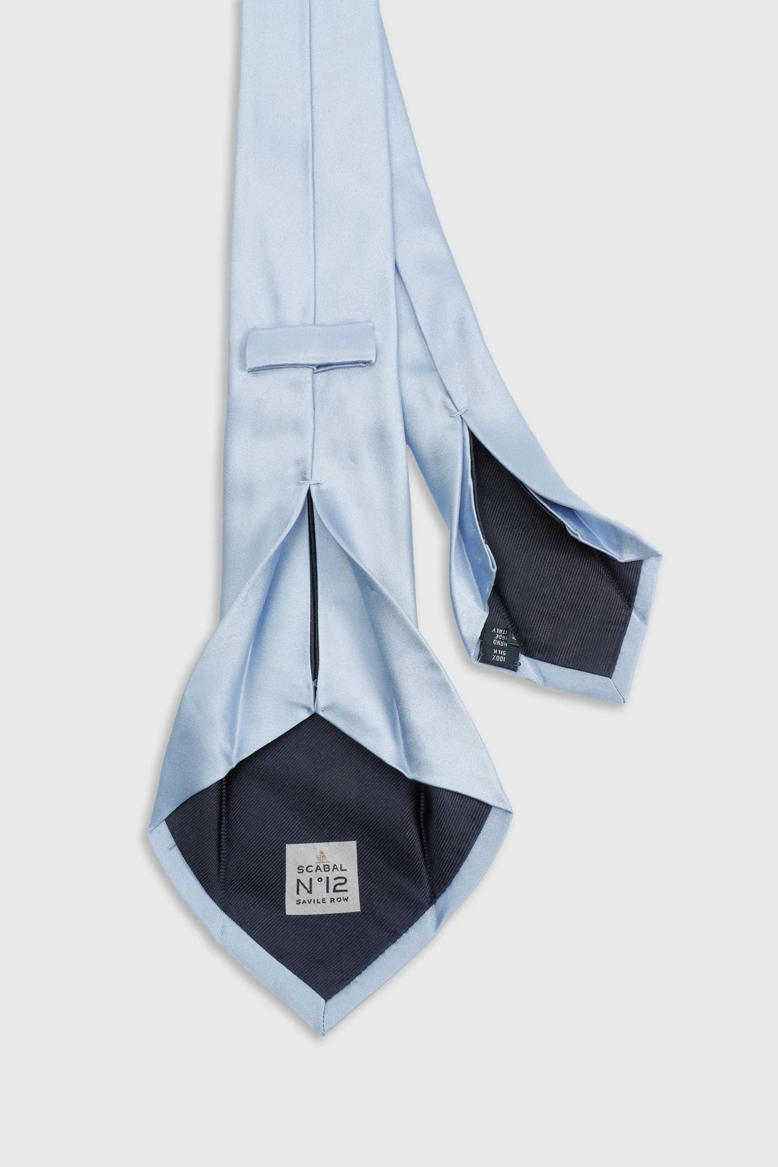 Pale Blue Silk Satin 7 Fold Tie - Image 2