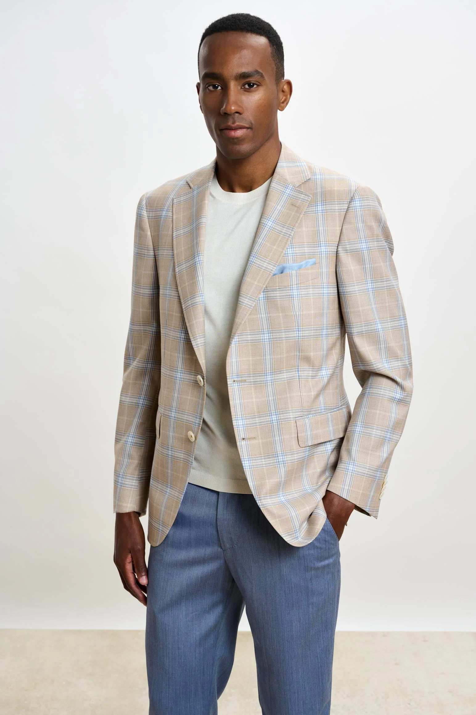 Light Beige & Blue Check Soho Jacket Mosaic