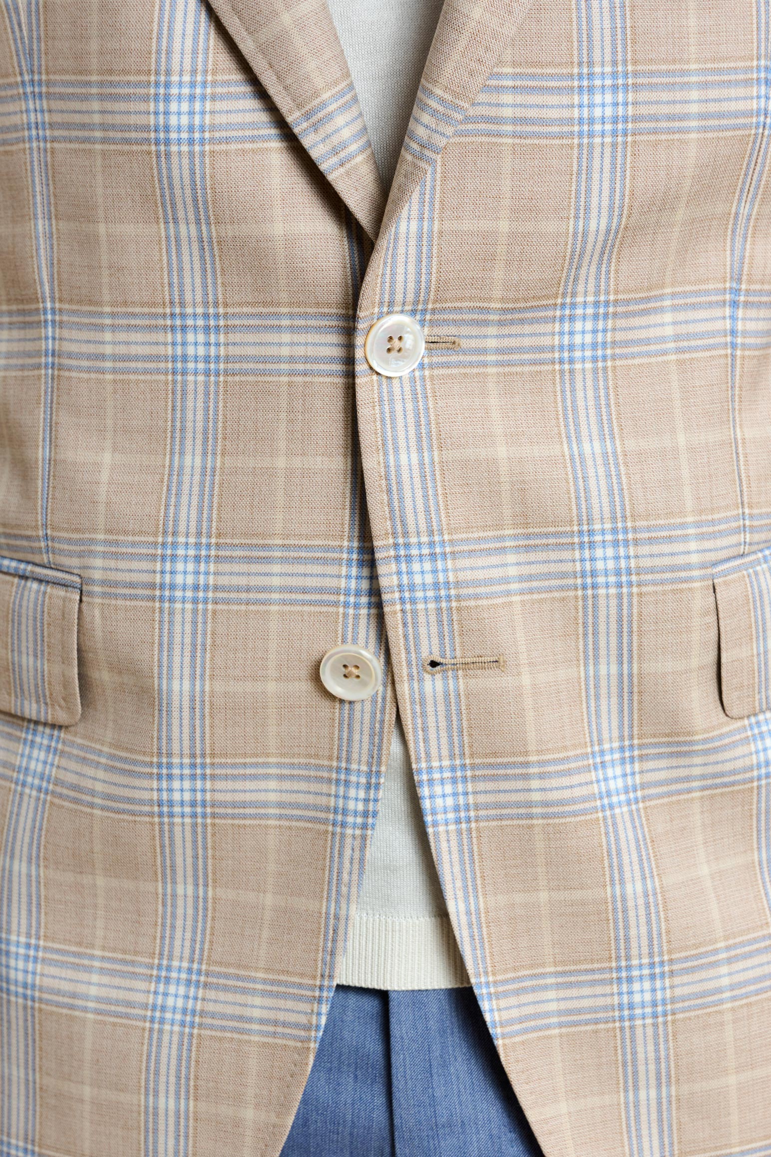 Light Beige & Blue Check Soho Jacket Mosaic - Image 3