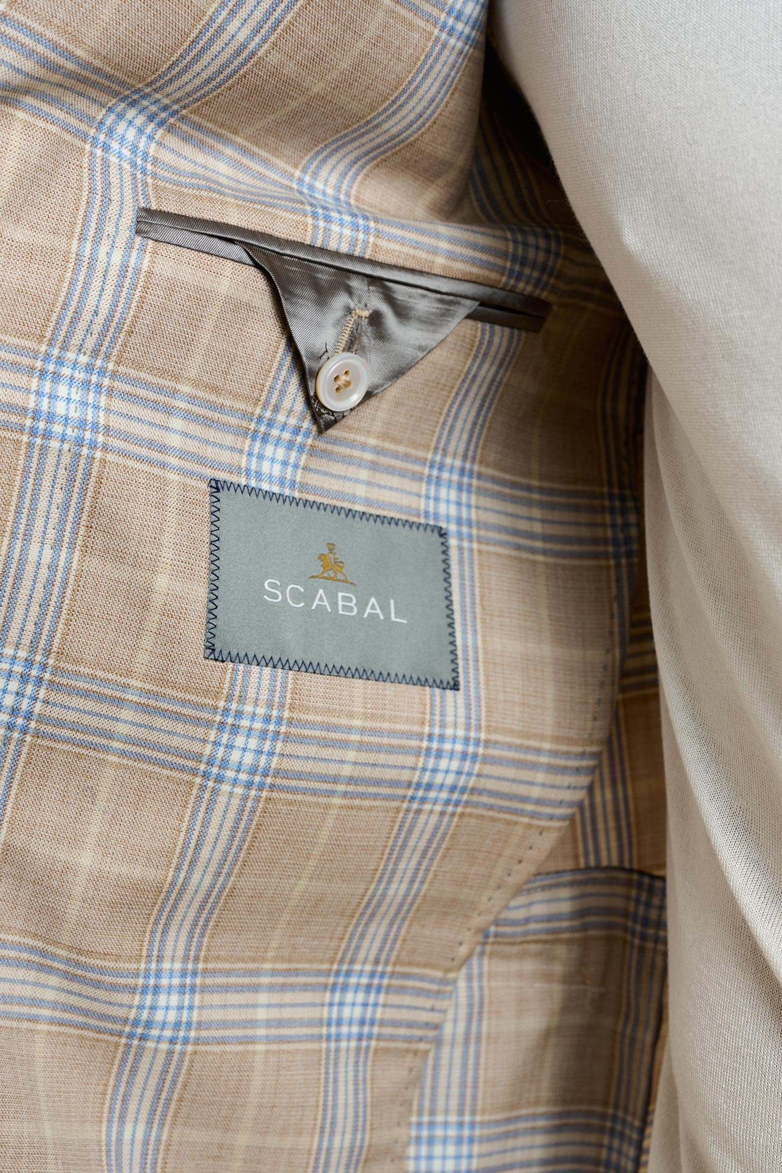 Light Beige & Blue Check Soho Jacket Mosaic - Image 5