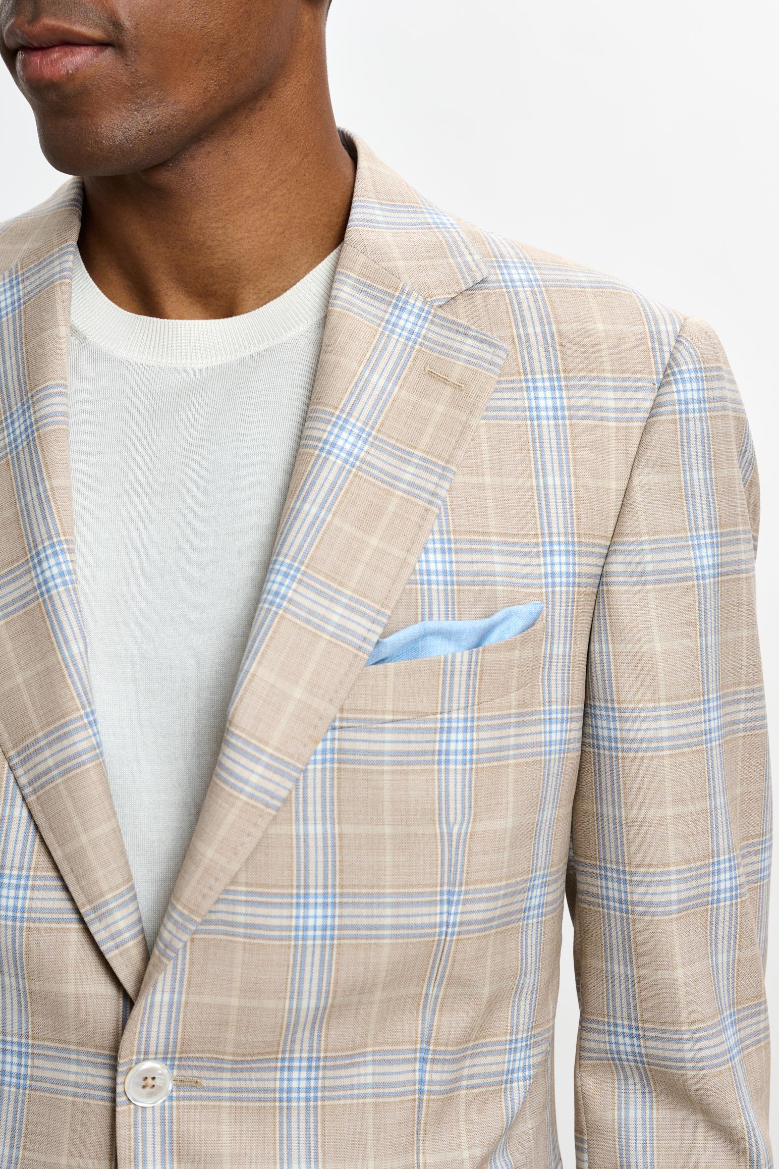 Light Beige & Blue Check Soho Jacket Mosaic - Image 6