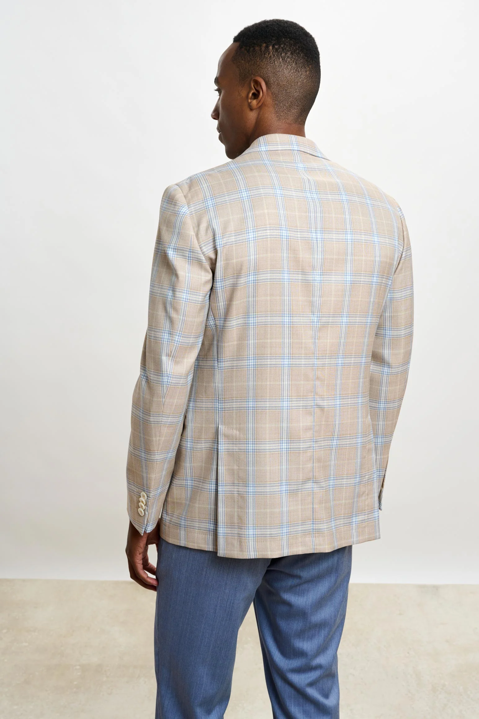 Light Beige & Blue Check Soho Jacket Mosaic - Image 9