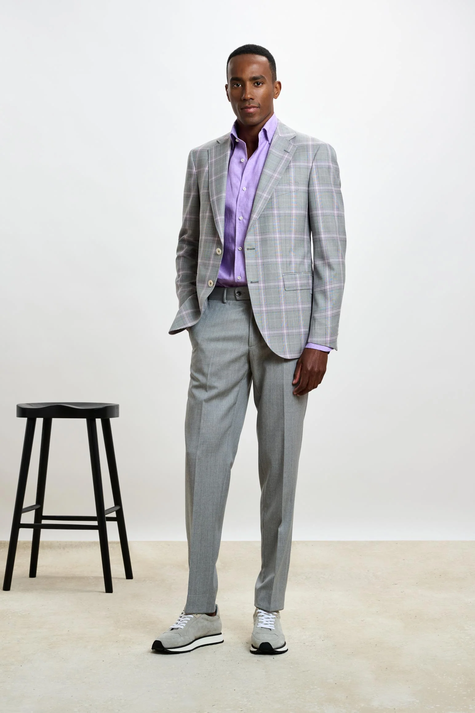Light Grey & Lila Check Soho Jacket Mosaic - Image 7