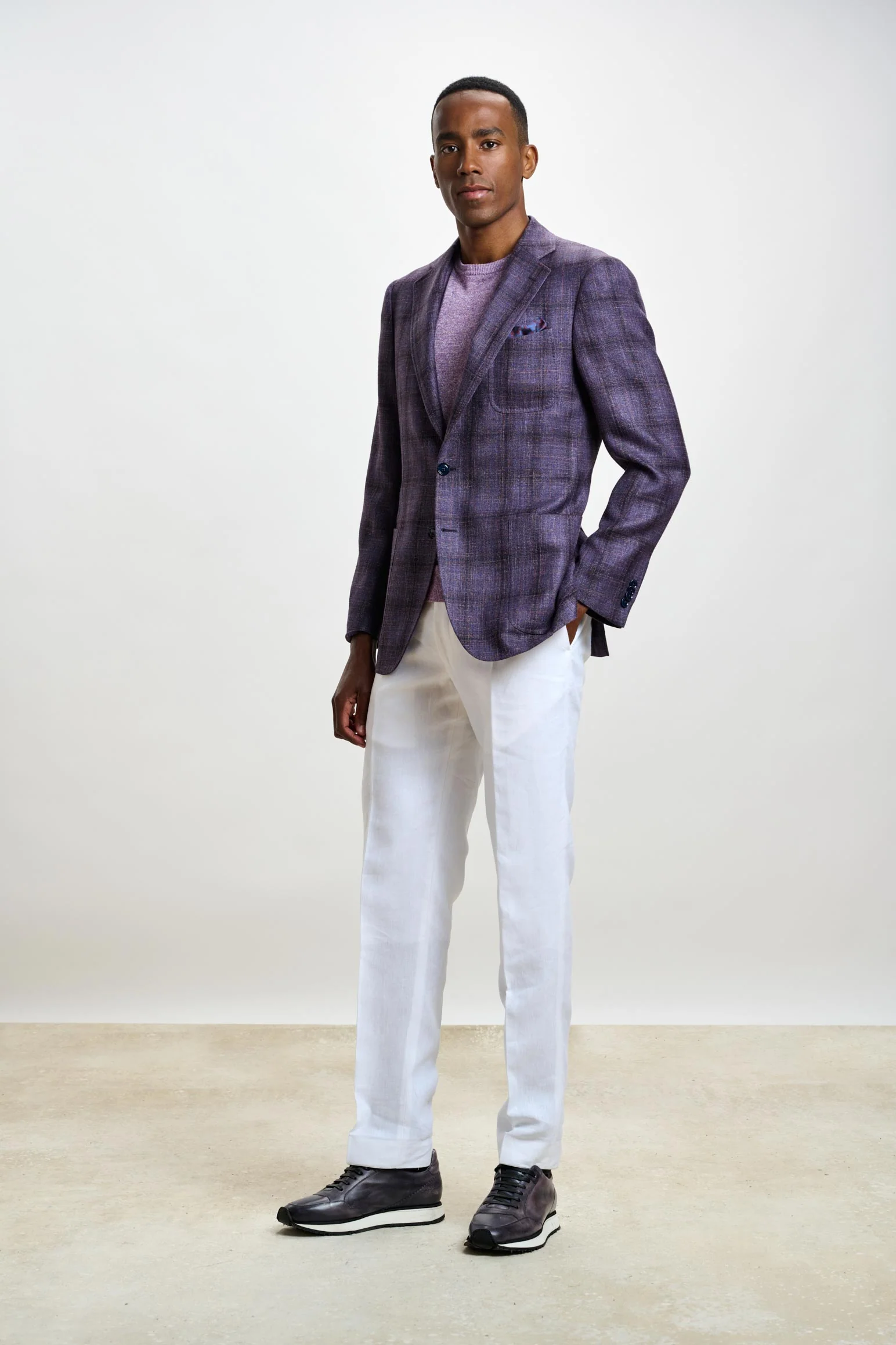 Dark Aubergine Check Soho Jacket Taormina - Image 6