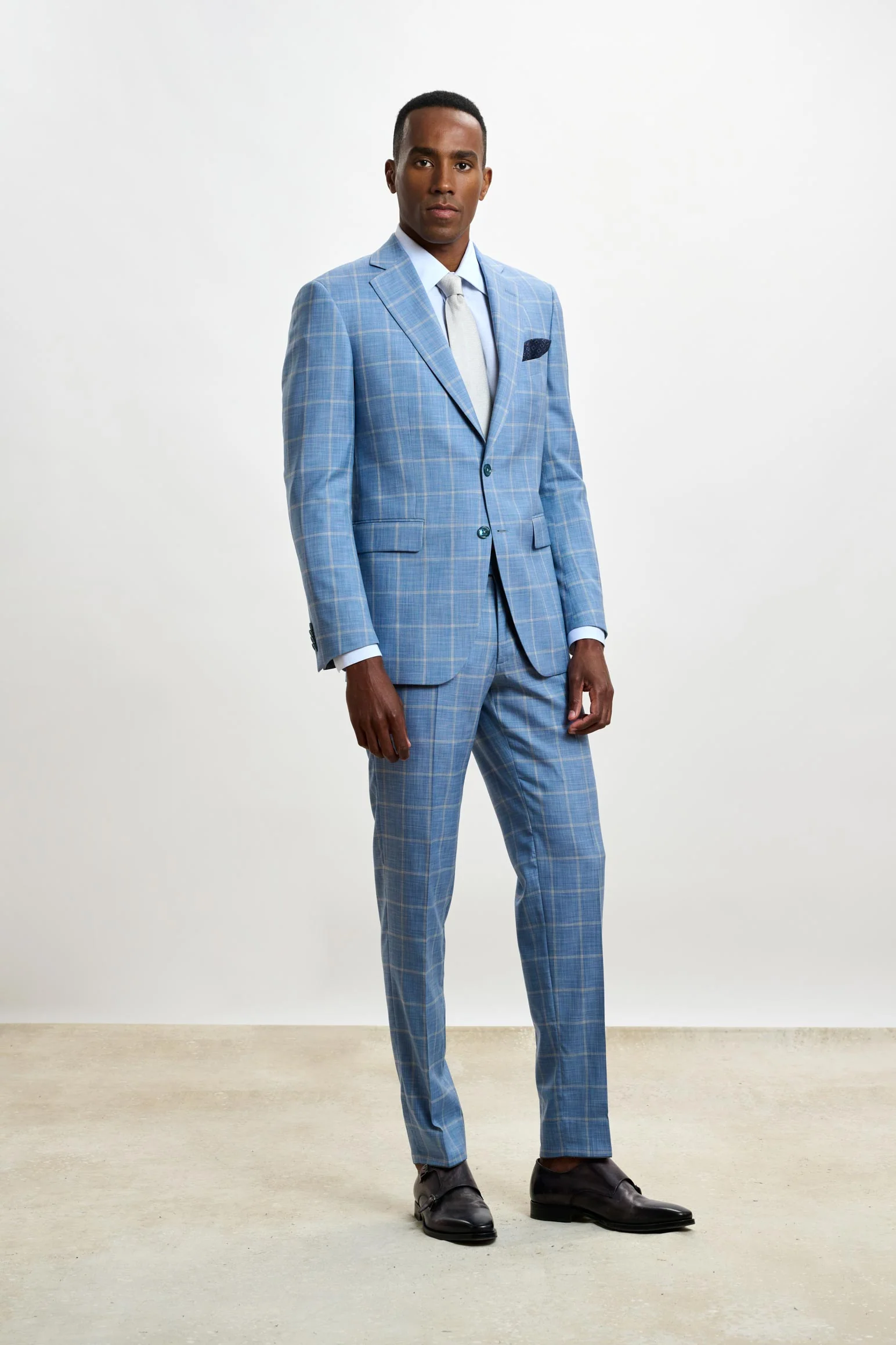 Light Blue Check Soho Suit Sleek - Image 15