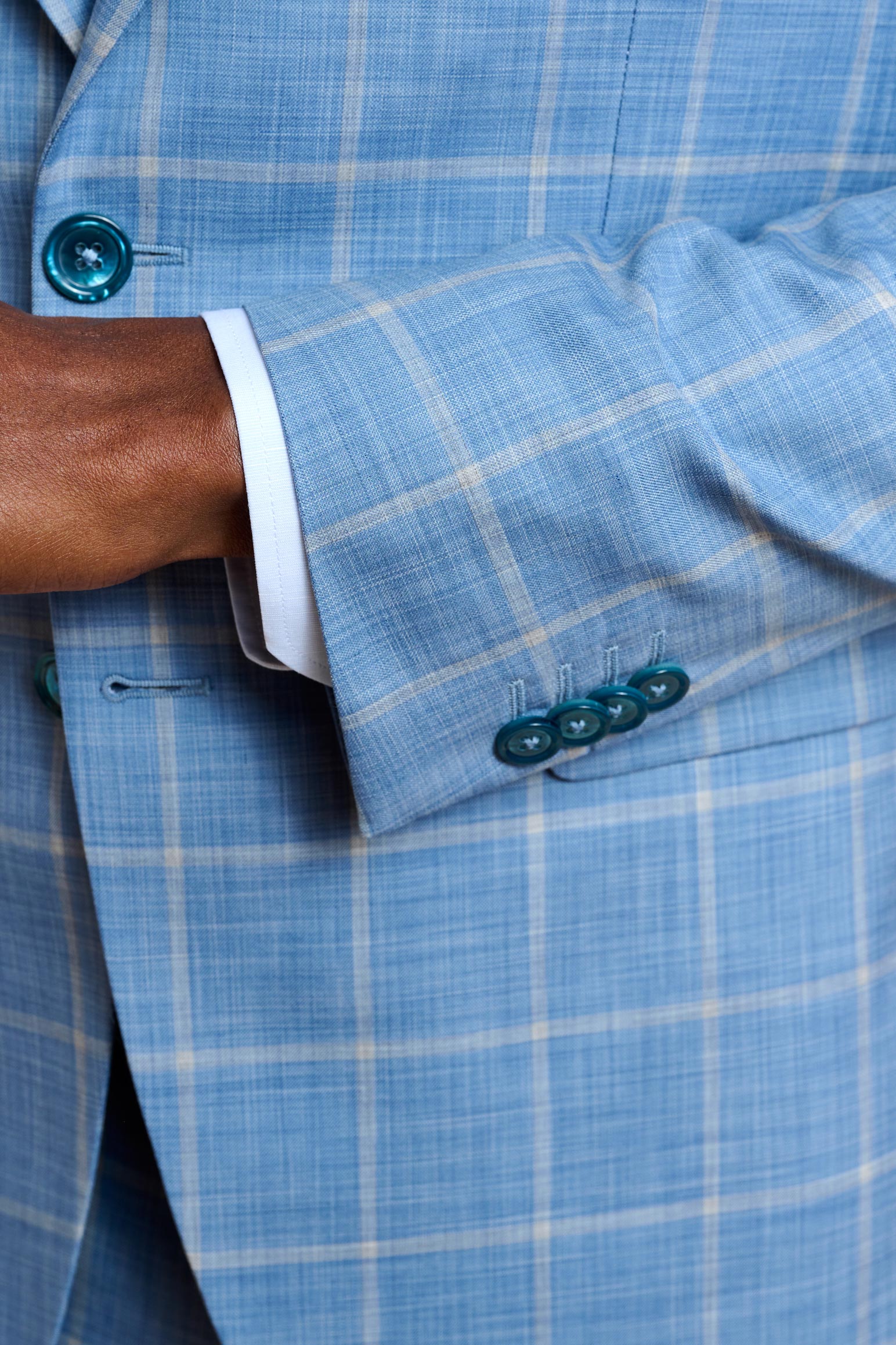 Light Blue Check Soho Suit Sleek - Image 2