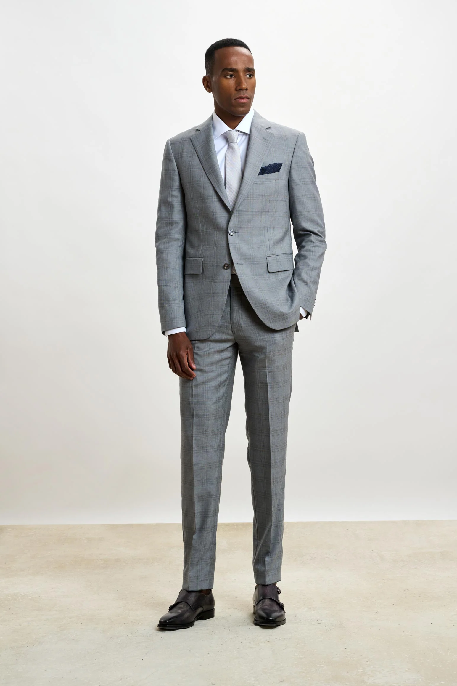 Light Grey Check Soho Suit Sleek - Image 5