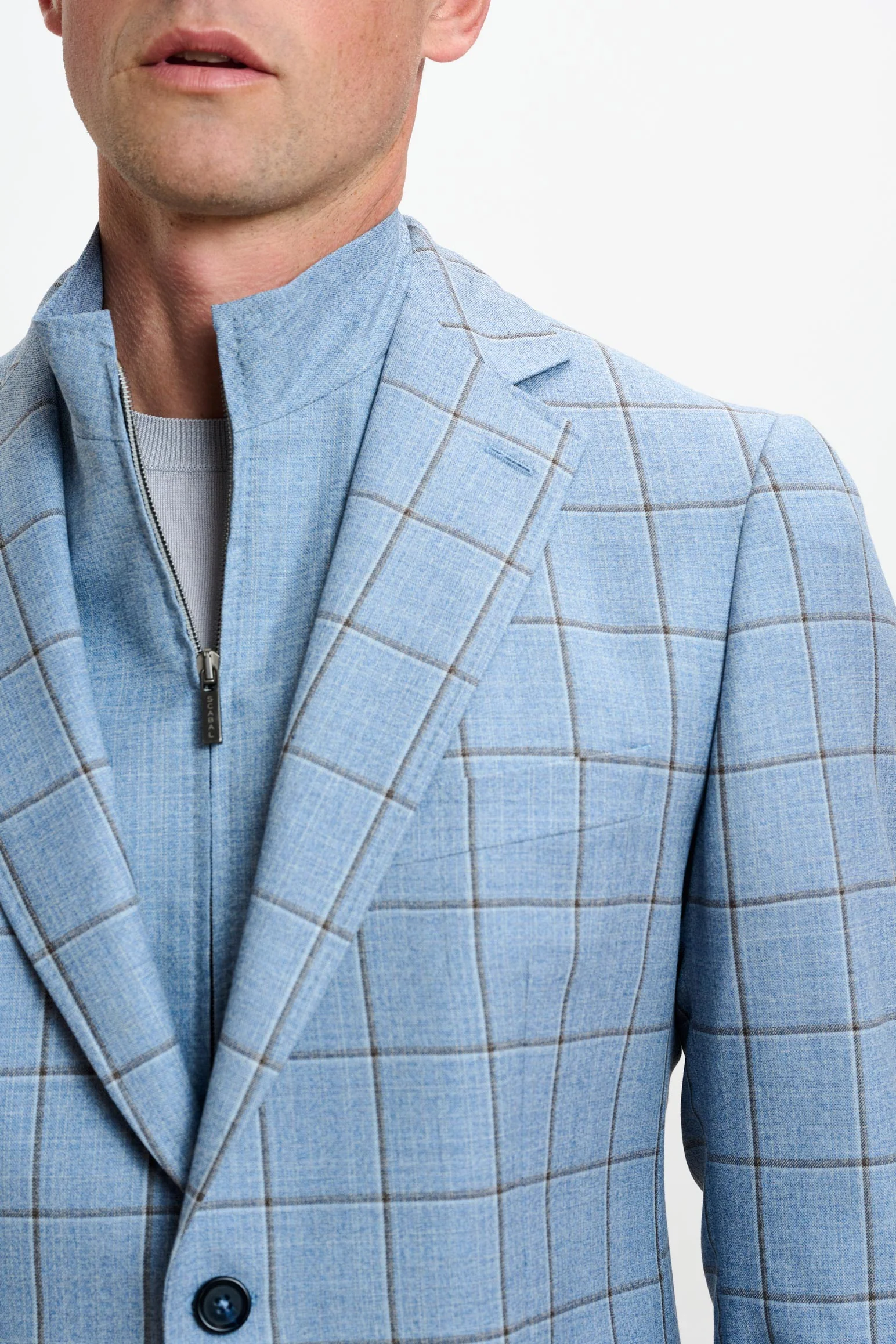 Light Blue Check Stanfield Jacket Crossover - Image 4