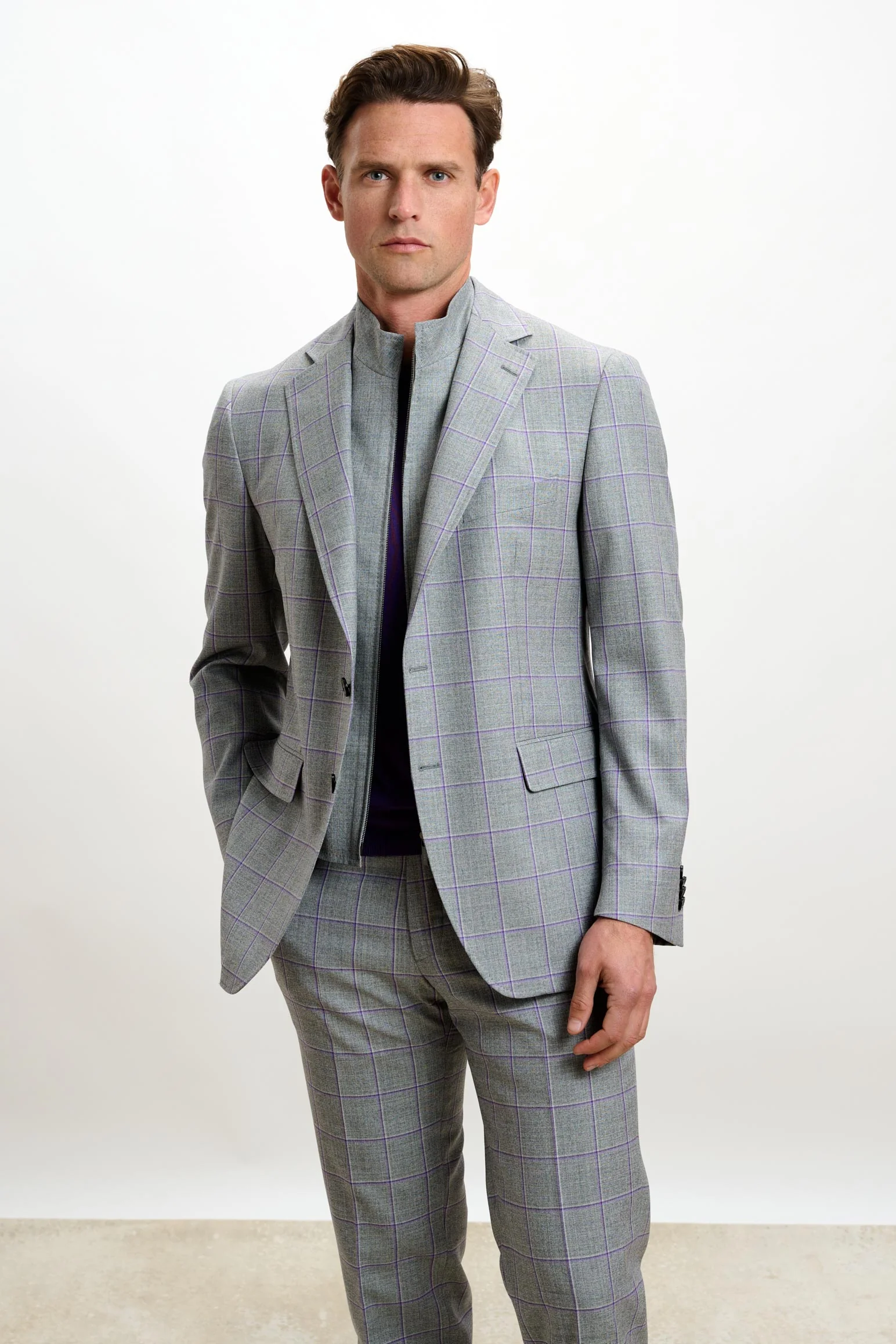 Grey Check Stanfield Jacket Crossover