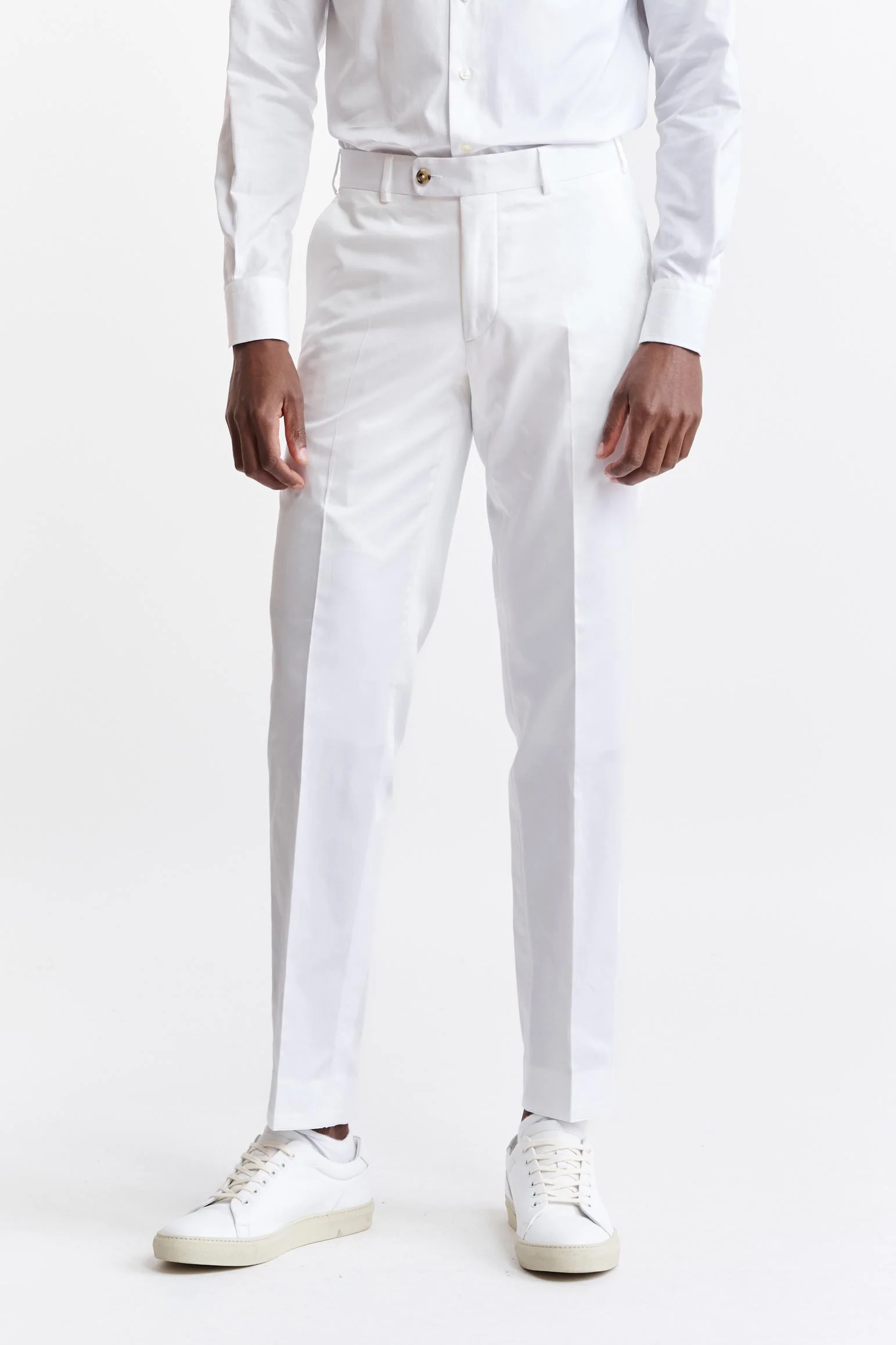 White 100% Cotton Farley Trousers Cashmere Cotton