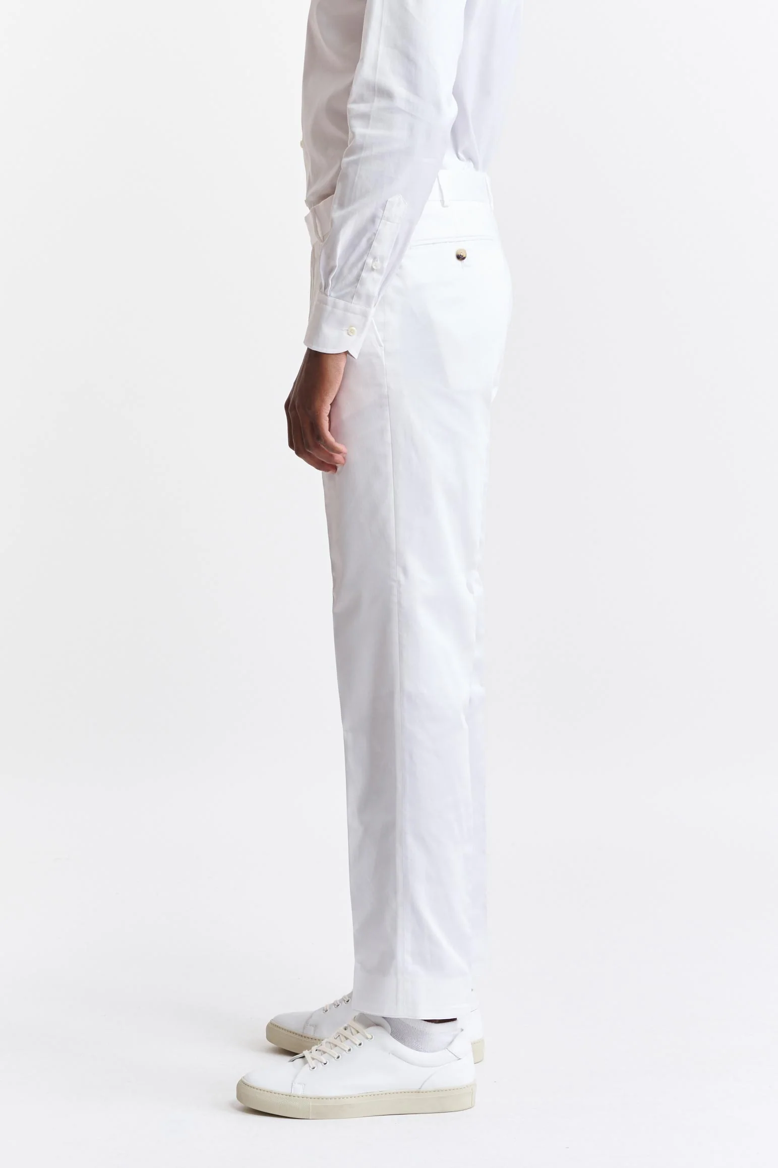 White 100% Cotton Farley Trousers Cashmere Cotton - Image 3