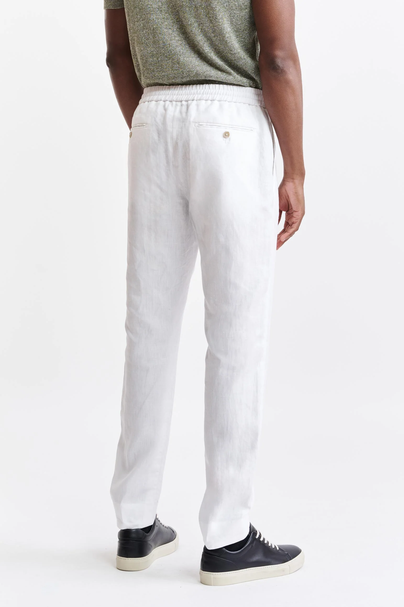 White 100% Linen Drawstring Trousers Pure Linen - Image 5