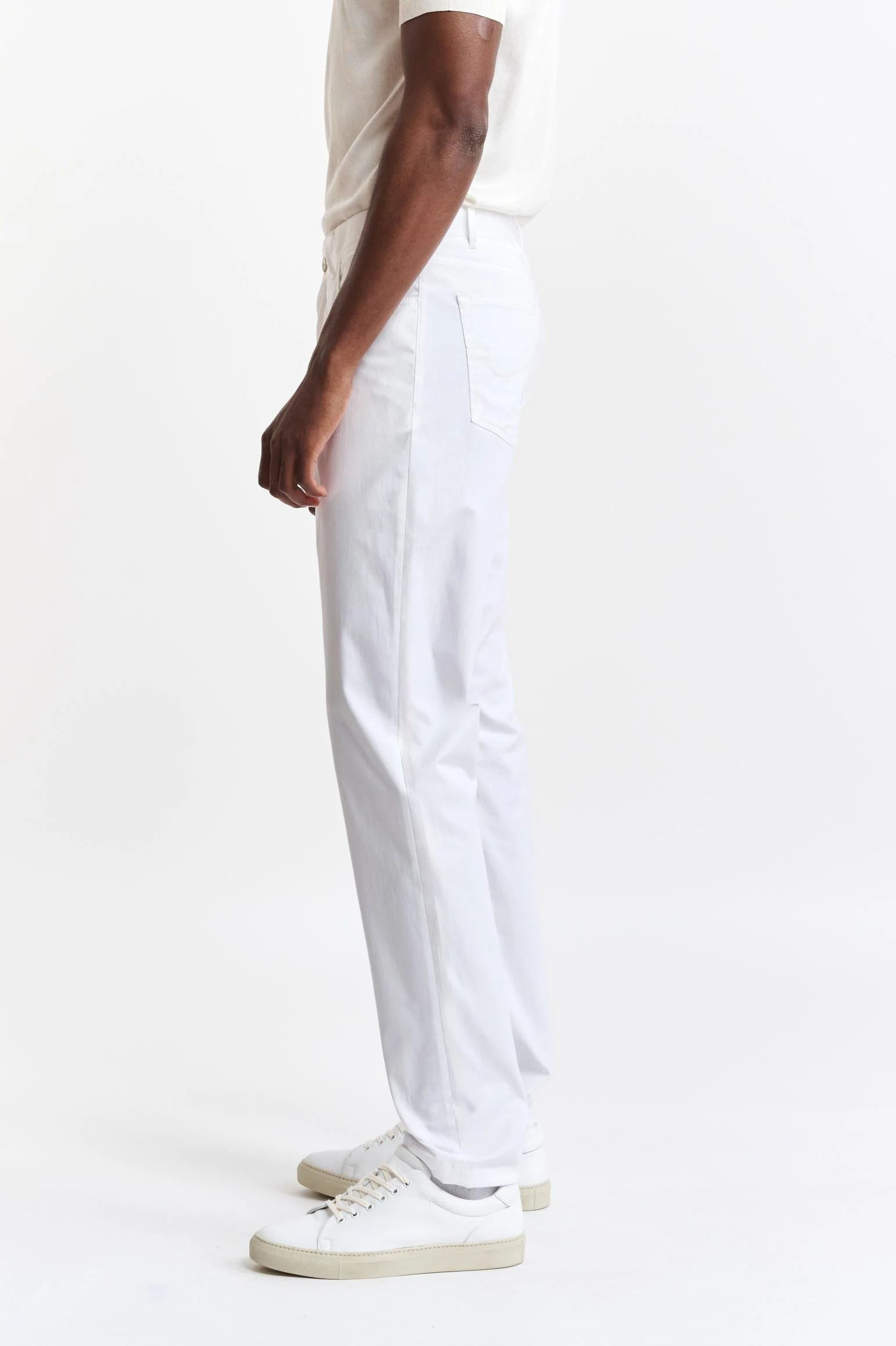 White Cotton Five Pocket Trousers Cashmere Cotton - Image 3