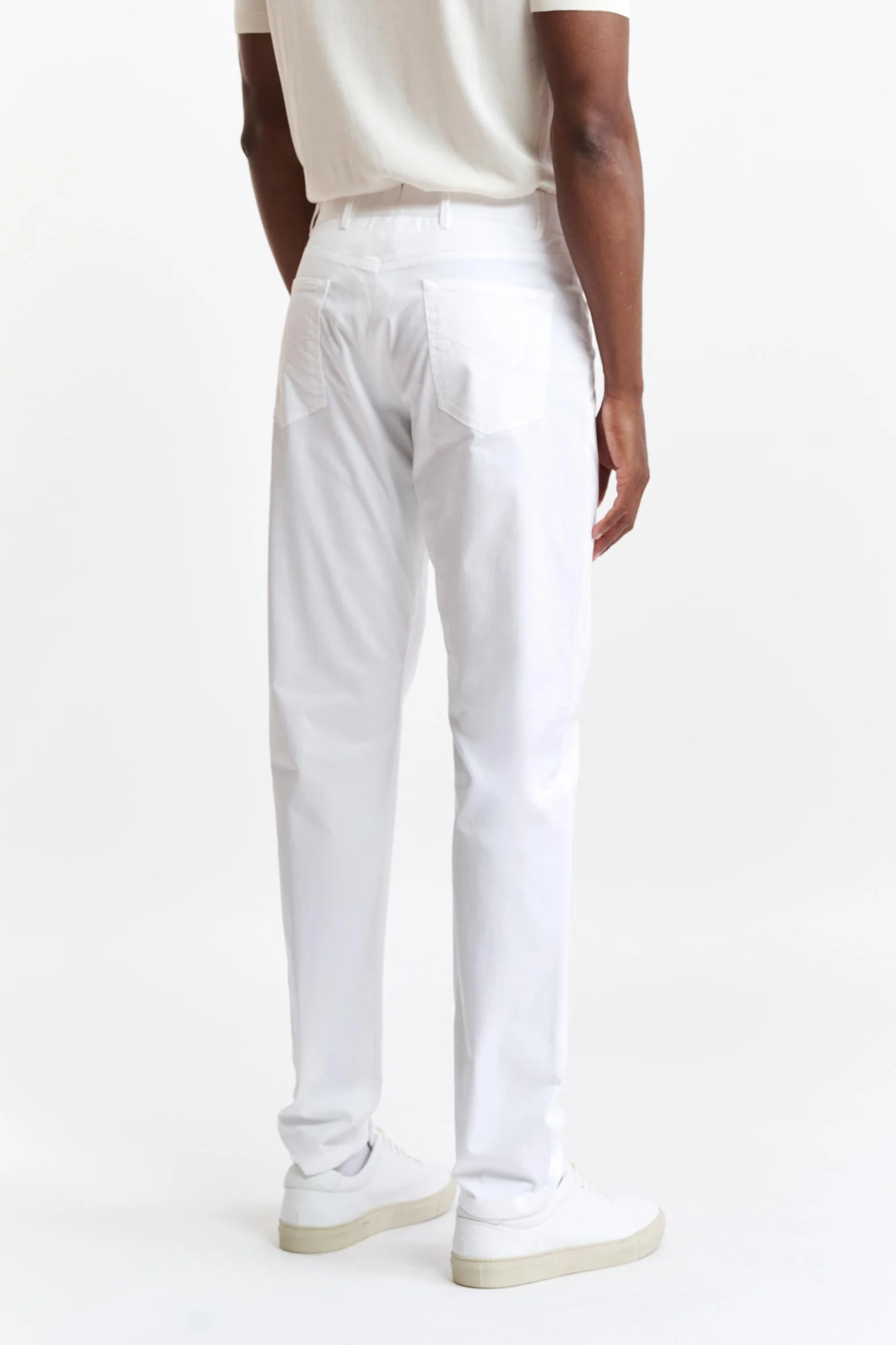 White Cotton Five Pocket Trousers Cashmere Cotton - Image 6