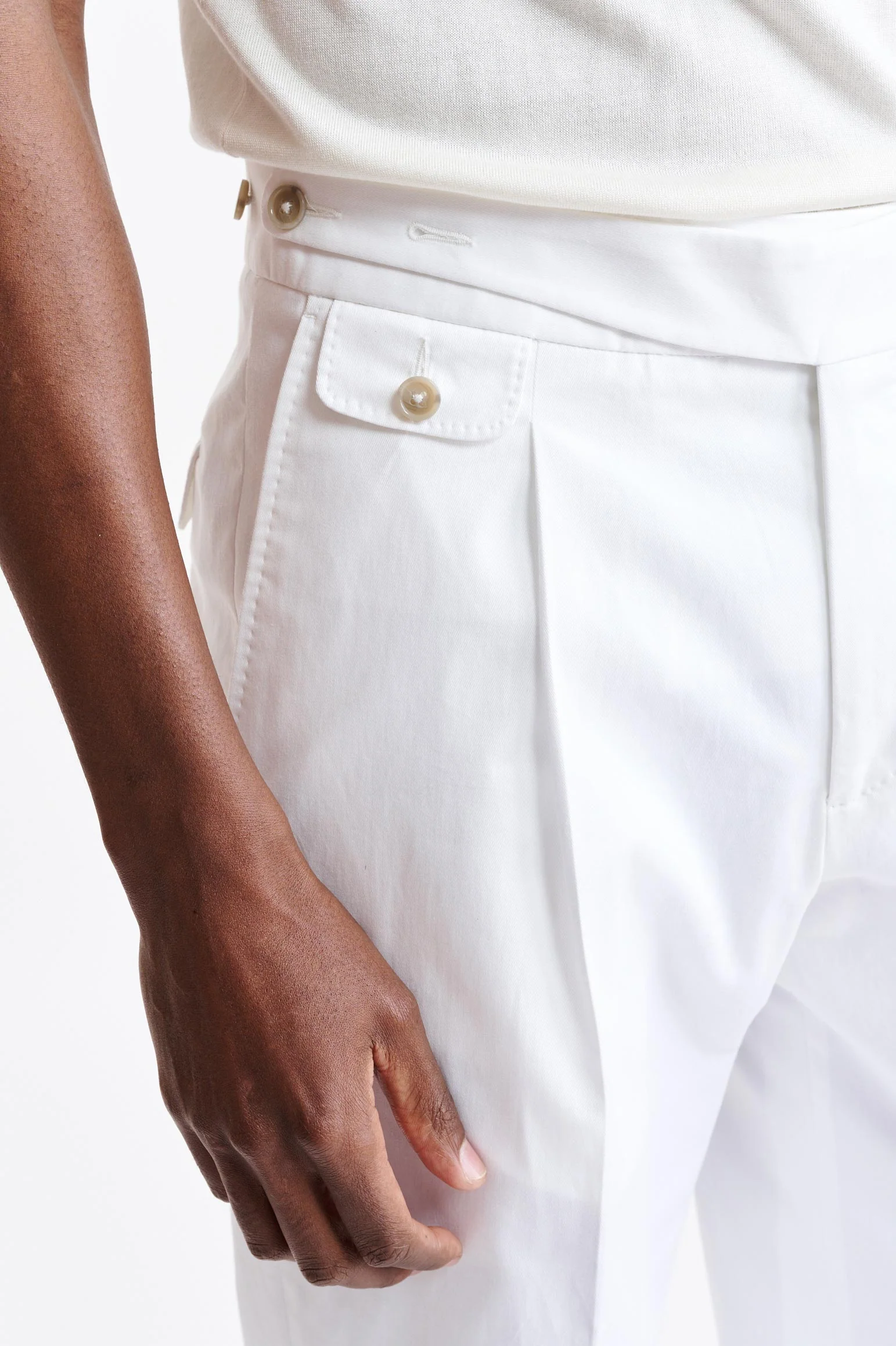 White Cotton Gurkha Trousers Cashmere Cotton - Image 4