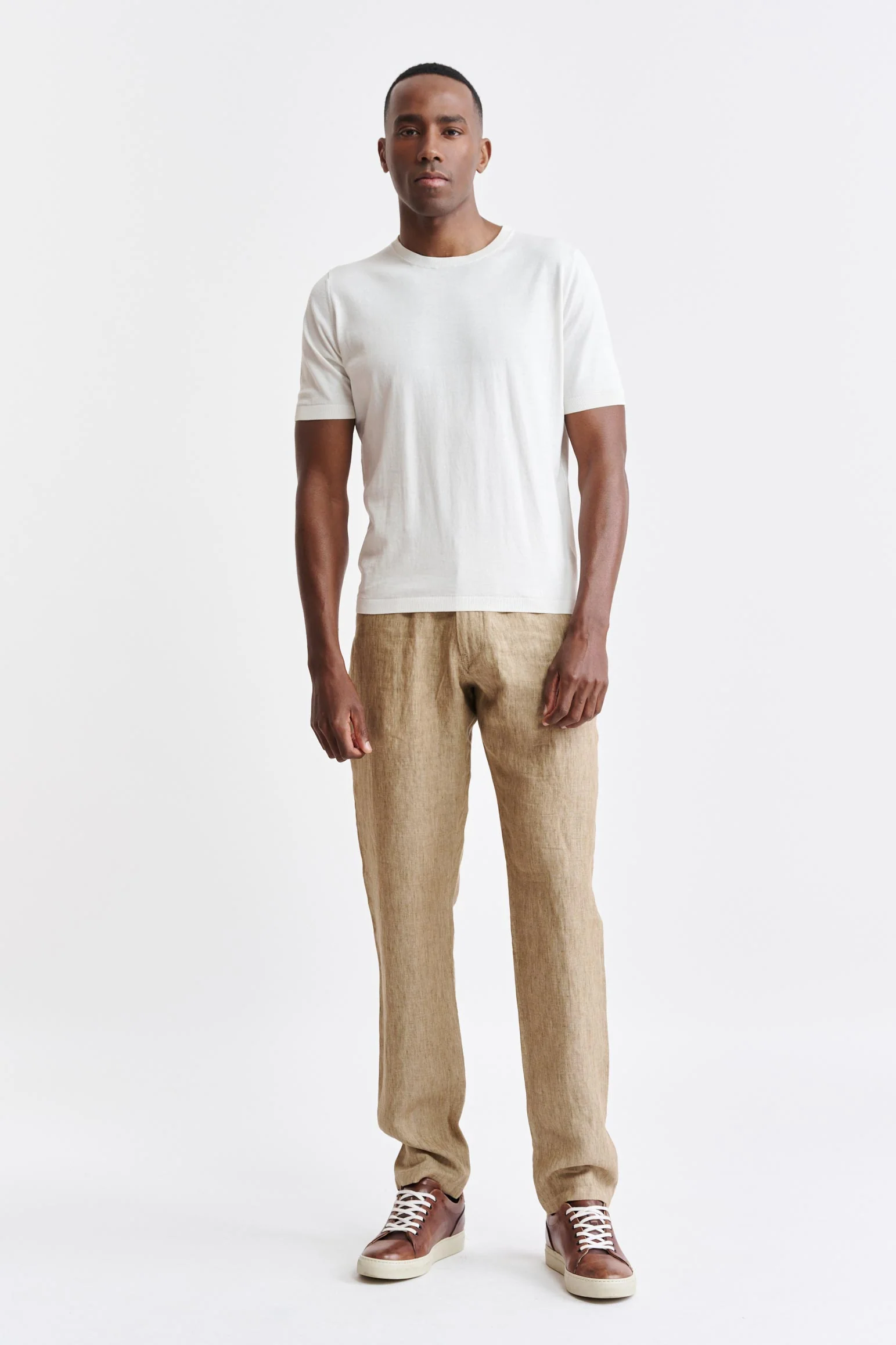 White Cotton Penryn Knitted Tee - Image 2
