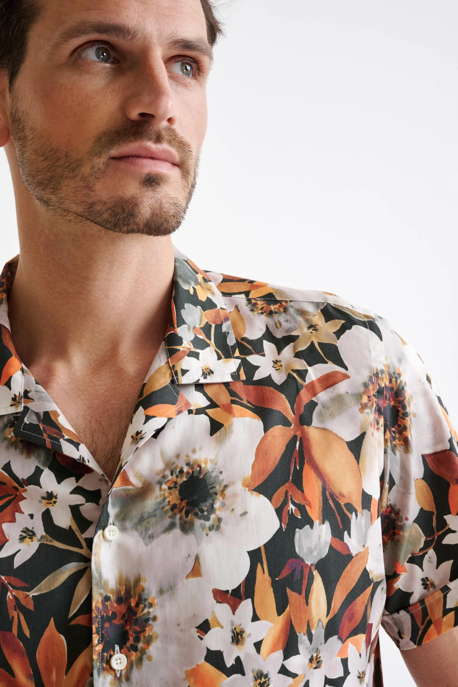Brown Cotton & Silk Jacquard Casual Shirt - Image 3
