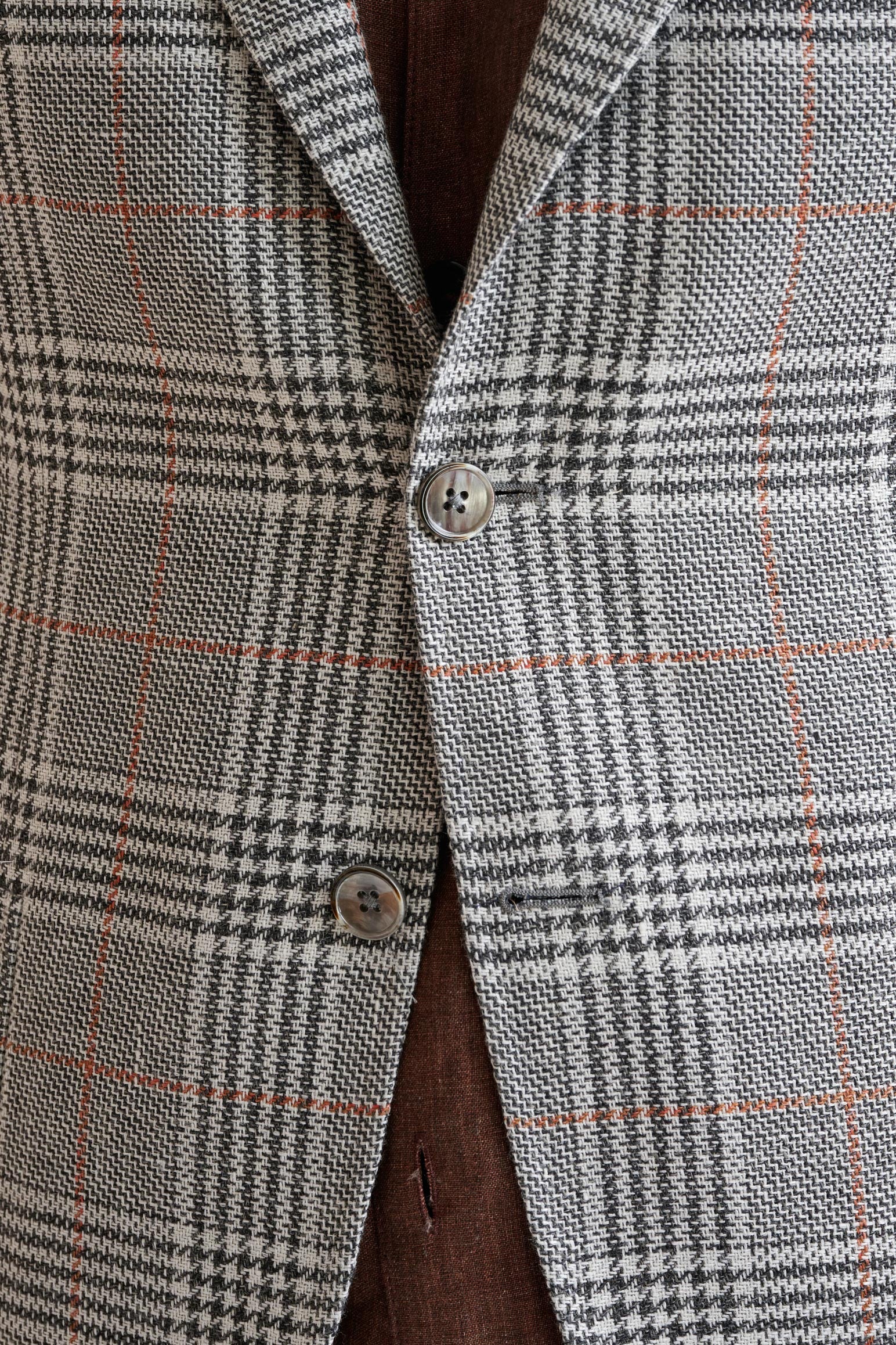 Light Grey Check Wool & Linen Kenton Jacket Amalfi Trend - Image 3