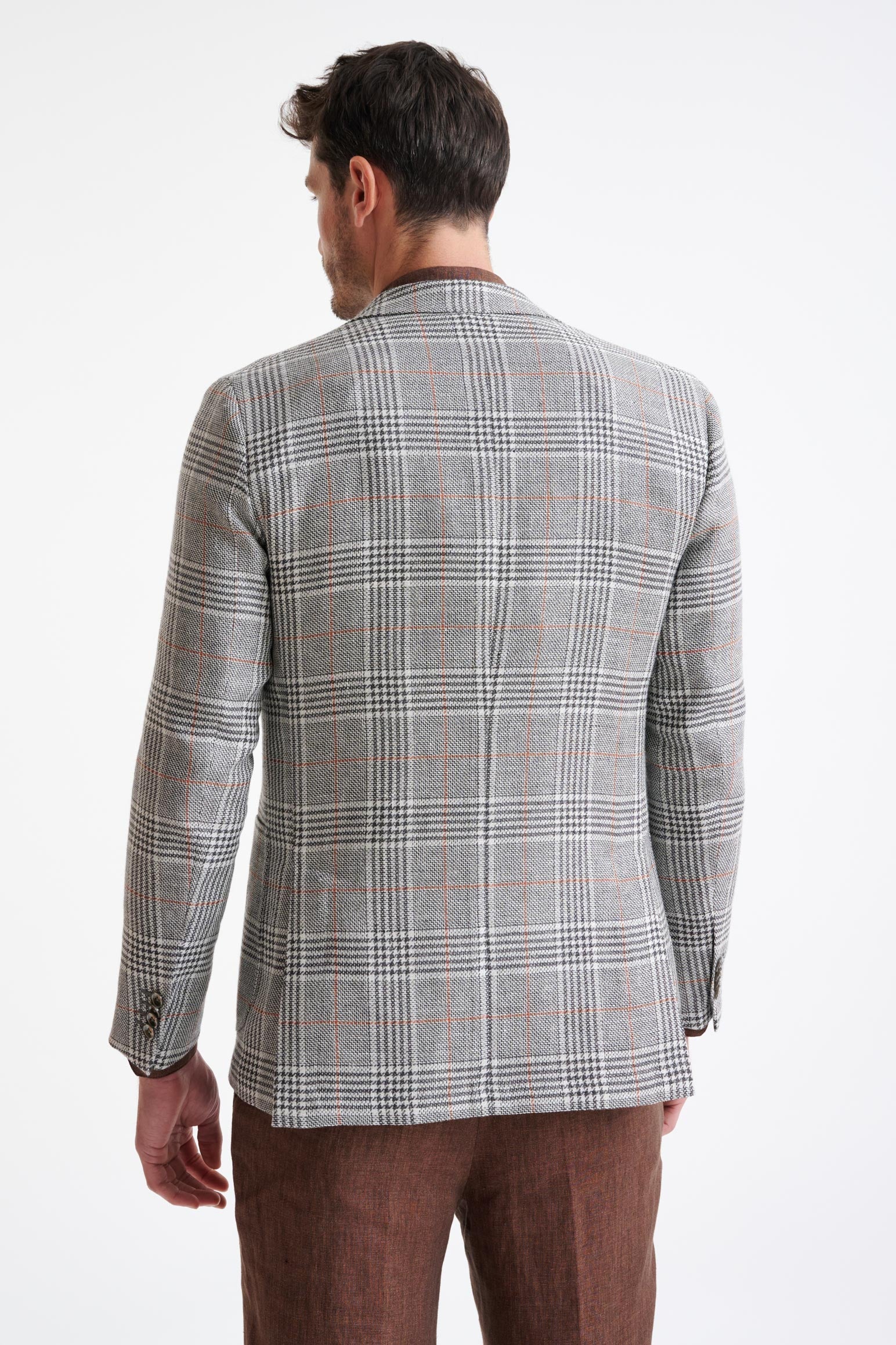 Light Grey Check Wool & Linen Kenton Jacket Amalfi Trend - Image 7