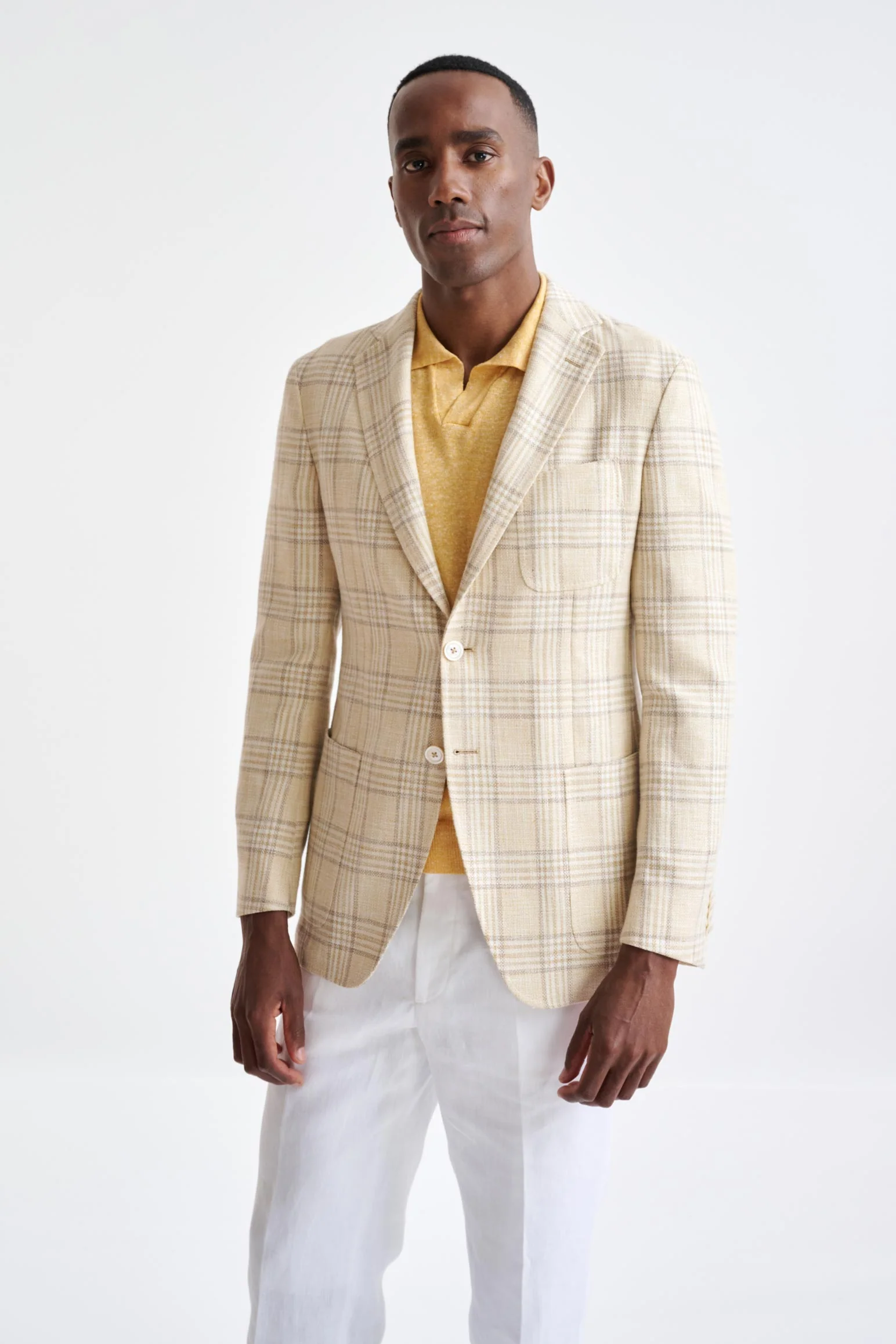 Yellow Check Cotton & Linen Kenton Jacket Amalfi Trend