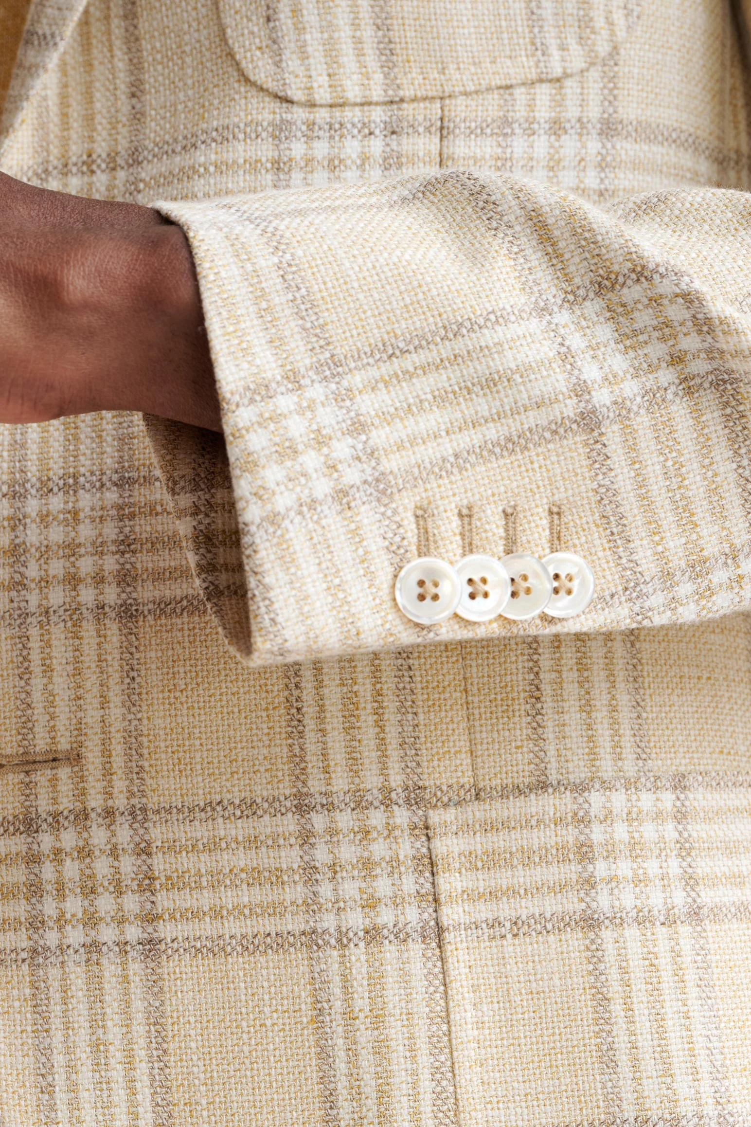 Yellow Check Cotton & Linen Kenton Jacket Amalfi Trend - Image 2