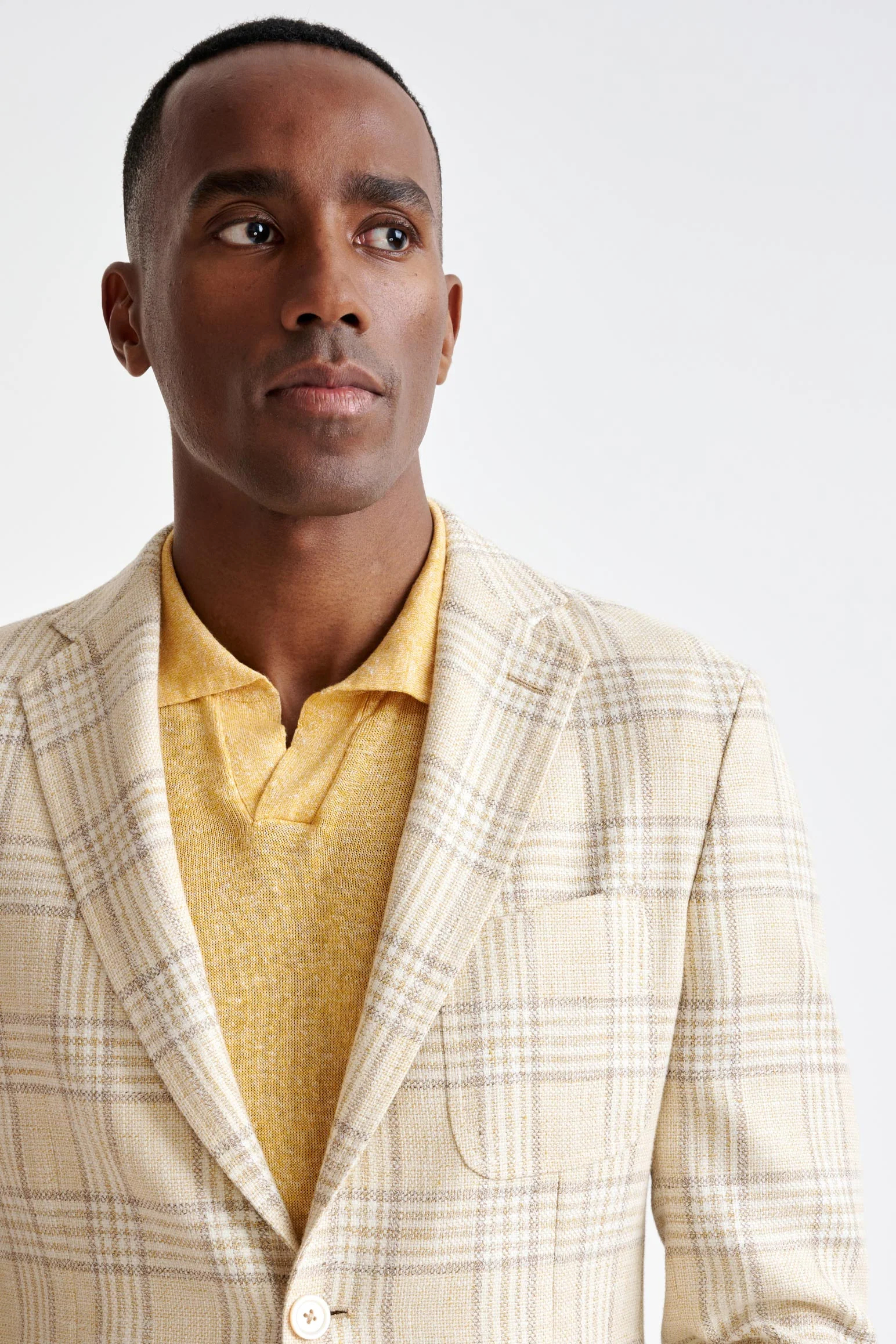 Yellow Check Cotton & Linen Kenton Jacket Amalfi Trend - Image 6