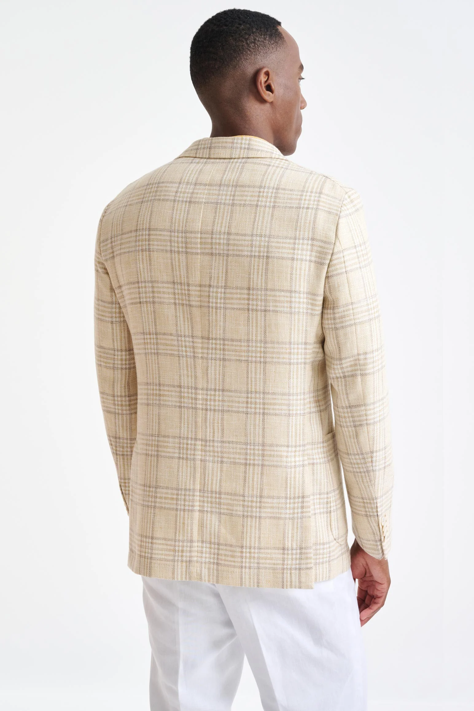 Yellow Check Cotton & Linen Kenton Jacket Amalfi Trend - Image 7